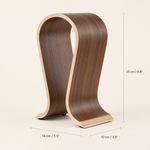 Wooden Headphone Stand – Curved Walnut Desk Holder Display for On-Ear Headphones