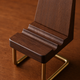 Wooden Chair Phone Stand – Walnut Brass Desk Organizer, Minimalist Office Ornament