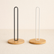 Paper Towel Holder Stand – Bamboo Base Metal Rod Countertop Kitchen Storage Rack