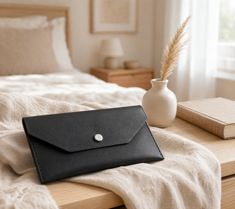 Slim Cash Envelope Wallet – PU Leather Snap Pouch Budget Organizer Women Purse