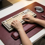 Leather Desk Mat with Wrist Rest – Waterproof, Keyboard Mouse Support, Office & Gaming Setup