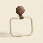 Walnut Towel Ring – No Drill Suction Mount, Rotating Wall Towel Holder for Bathroom & Kitchen