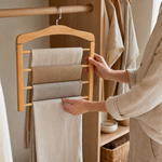 Wooden 4-Layer Pants Hanger – Multi-Tier Closet Organizer for Trousers and Scarves