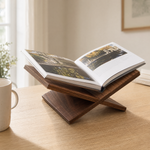 Wood Book Display Stand – Hands-Free Reading Holder for Books, Tablets, Cookbooks