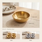 Stainless Steel Dipping Bowls – Set of 4 Gold Finish Condiment Appetizer Bowls
