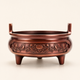 Large Copper Incense Burner – Lotus Relief, Triple Foot, Home Altar Meditation Decor