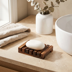 Bamboo Soap Dish – Draining Slat Design for Bathroom, Kitchen, Shower, Natural Wood Soap Holder