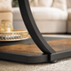 Large Square Coffee Table 2 Tier Storage – Wood Panel Top Curved Metal Frame