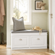 Shoe Storage Bench with Cushion – 2 Flip Drawers Entryway Seat White Hallway