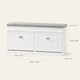Shoe Storage Bench with Cushion – 2 Flip Drawers Entryway Seat White Hallway