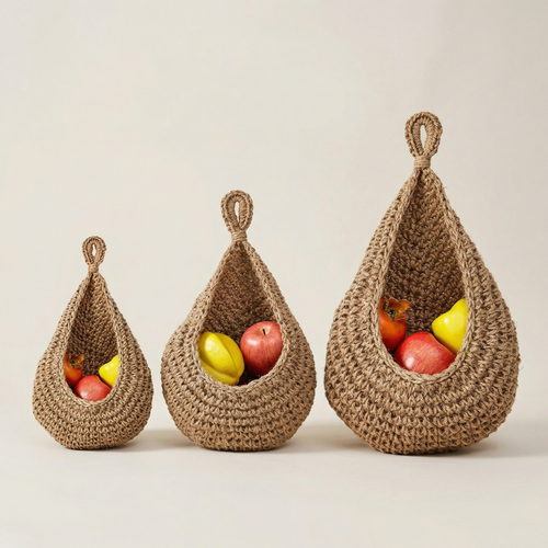 Handwoven Hemp Basket – Wall Hanging Storage for Kitchen, Entryway and Modern Wall Decor