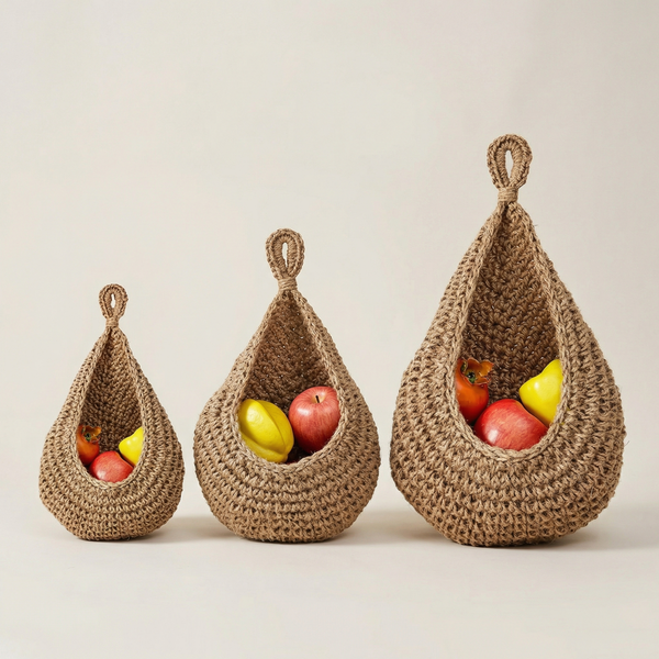 Handwoven Hemp Basket – Wall Hanging Storage for Kitchen, Entryway and Modern Wall Decor