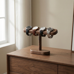 Watch Display Stand – Freestanding T-Bar Organizer for Desk Dresser Nightstand Walnut Wood