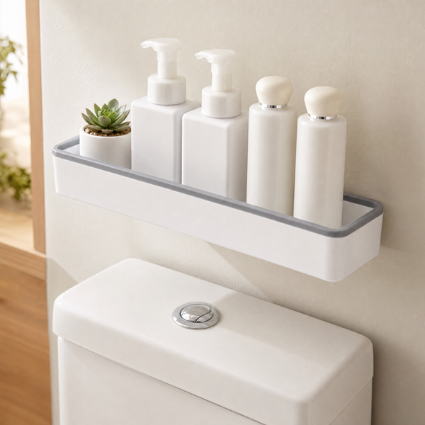 Wall Mounted Bathroom Shelf – No Drill Storage Caddy for Toilet Sundries Organizer