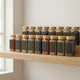 Glass Spice Jar Set with Wooden Bamboo & Rosewood Lids – 120ml with Labels, Kitchen Organisation