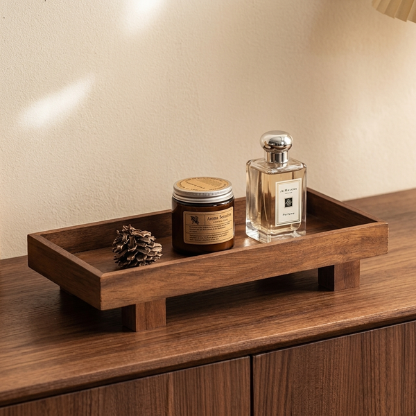 Wooden Serving Tray – Japanese Style Tea Tray Coffee Display Organizer Home Decor Minimalist