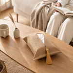 Fabric Tissue Box Cover – Tassel Detail, Living Room Desk Car Organizer, Minimalist Home