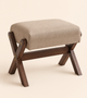 Wood X-Frame Cushioned Footstool – Upholstered Seat Bench Bedroom Entryway Living Room