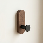Adhesive Walnut Wood Wall Hook – Coat and Hat Hanger for Entryway & Bedroom Decor