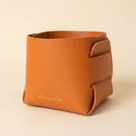 PU Leather Storage Basket – Folding Desktop Organizer for Pens Keys Cosmetics Minimalist Home Decor
