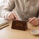 Wood LED Digital Alarm Clock – Triangle Desk Clock, Voice Activated, USB Powered