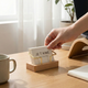 Business Card Holder – Wood and Metal Stand for Office Desk, Name Cards, Affirmation Display