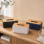 Bamboo Lid Tissue Box – Minimalist Desk Organizer for Living Room or Bathroom