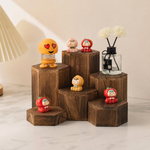 6-Piece Hexagonal Wood Riser Set – Tiered Display Stand for Jewelry and Collectibles