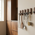 Adhesive Walnut Wood Wall Hook – Coat and Hat Hanger for Entryway & Bedroom Decor