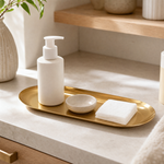 Apothecary Jar Set with Gold Tray – Qtip Holder Bathroom Organizer Canister