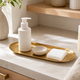 Apothecary Jar Set with Gold Tray – Qtip Holder Bathroom Organizer Canister