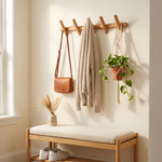 Wood Peg Hook Rail – 5 Hook Wall Mounted Coat Rack Entryway Hallway Organizer