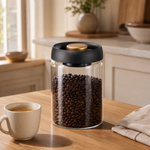 Airtight Glass Coffee Storage Jar – Vacuum Pump Canister for Beans Tea Spices