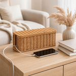Rattan Cable Management Box – Woven Cord Organizer for Desk Home Office Decor