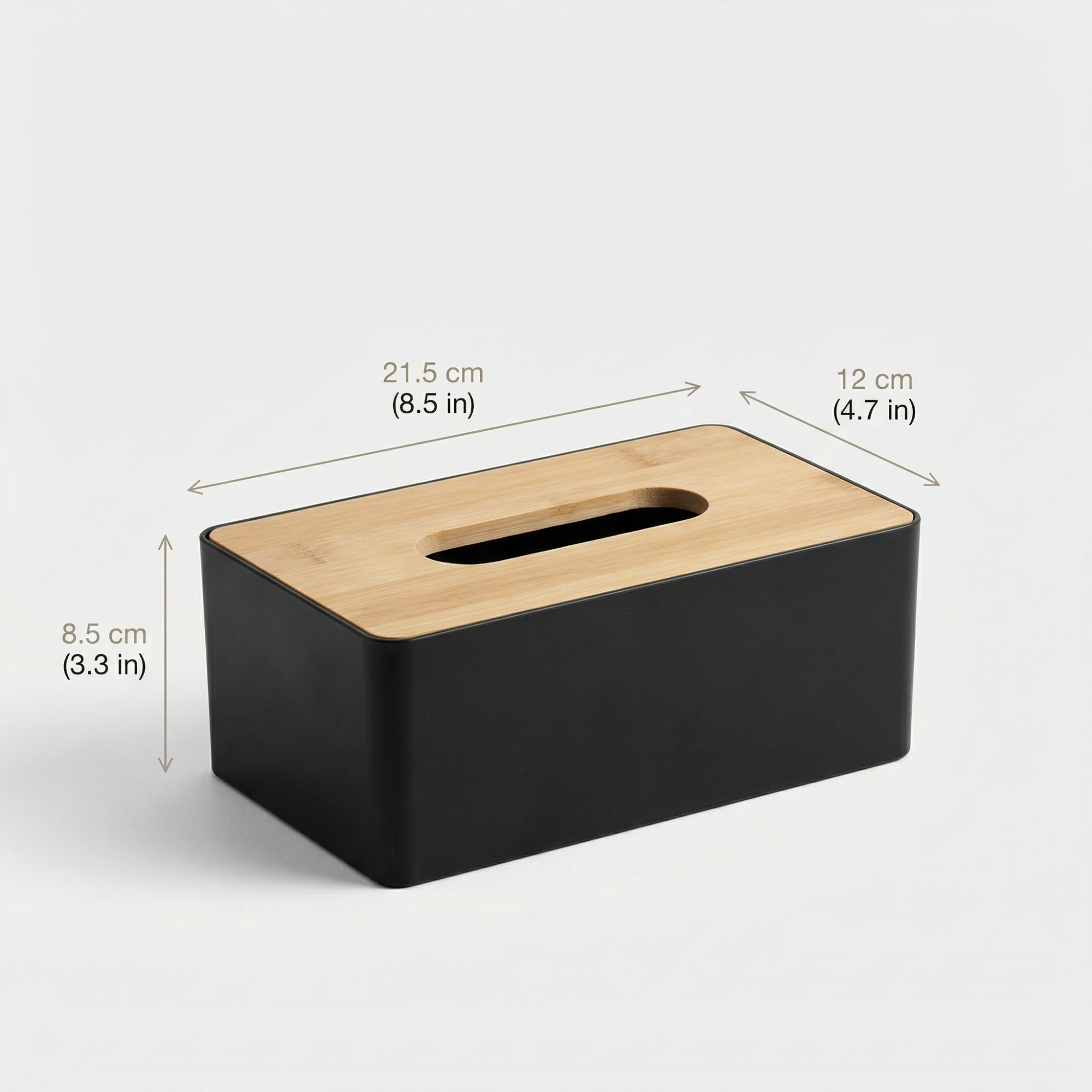 Bamboo Lid Tissue Box Cover – Modern Tissue Holder for Bathroom, Vanity, Living Room & Desk