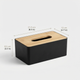 Bamboo Lid Tissue Box Cover – Modern Tissue Holder for Bathroom, Vanity, Living Room & Desk