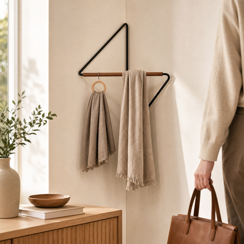 Nordic Corner Coat Rack – Wall Mounted Minimalist Metal Hanger Bedroom Entryway