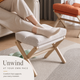 Cushioned Folding Footstool – Solid Wood X-Frame Entryway Bench Sofa Foot Rest