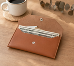 Slim Cash Envelope Wallet – PU Leather Snap Pouch Budget Organizer Women Purse
