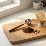 Stainless Steel Coffee Scoop - Wooden Handle Measuring Spoon for Coffee Beans