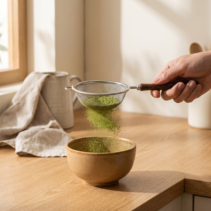 Fine Mesh Strainer – Wood Handle Kitchen Sieve for Tea Matcha Flour Pasta Juice Baking Cooking