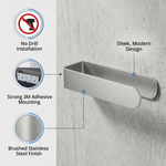 Adhesive Towel Bar – 3M Mount, Brushed Stainless Steel Wall Rack for Bathroom & Kitchen