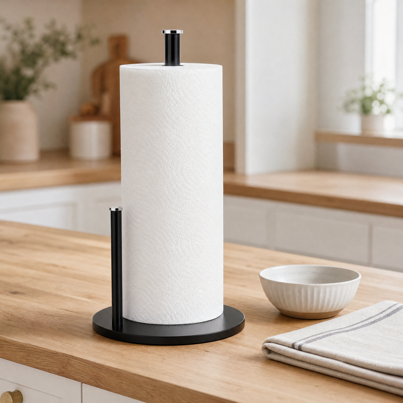 Paper Towel Holder – Stainless Steel Countertop Dispenser for Kitchen, Weighted Base