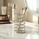 Spring Style Toothbrush & Makeup Brush Holder – Stainless Steel Minimalist Bathroom and Vanity Organizer