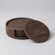 Wood Grain Leather Coasters – Stackable Round Set of 6 with Holder for Coffee Table
