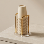 Gold Luxury Paper Cup Dispenser – Acrylic Cup Holder for Kitchen, Office & Coffee Stations