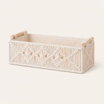 Macrame Storage Basket with Wood Handles – Woven Organizer for Bathroom Living Room