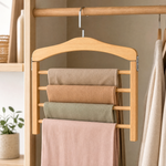 Wooden 4-Layer Pants Hanger – Multi-Tier Closet Organizer for Trousers and Scarves