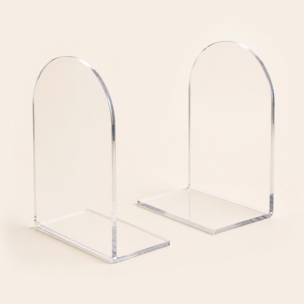 Clear Acrylic Bookends – Arch Design Book Organizer for Shelf Desk Home Office
