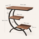 C-Shaped End Table with 3-Tier Shelves – Industrial Wood and Metal Sofa Side Table